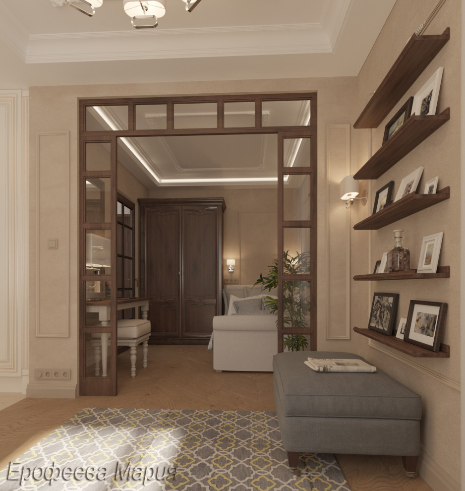 Концепция и проект квартиры-студии. Метраж-25 м.кв.Стиль-неоклассика. Рассчитан