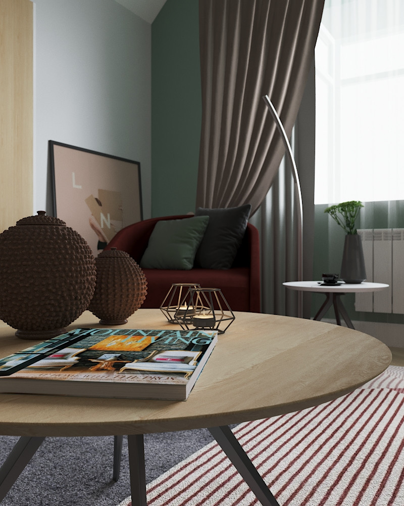 Кабинет, спортуголок и гостевая зона на чердаке дома