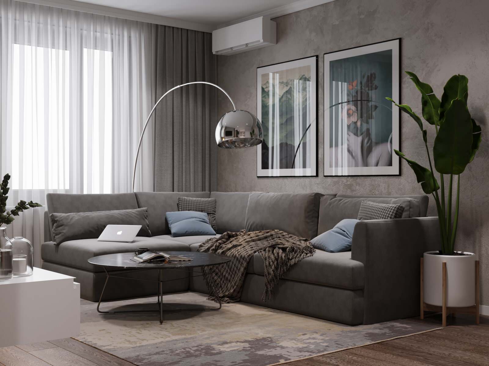 Стильная гостиная в темных тонах