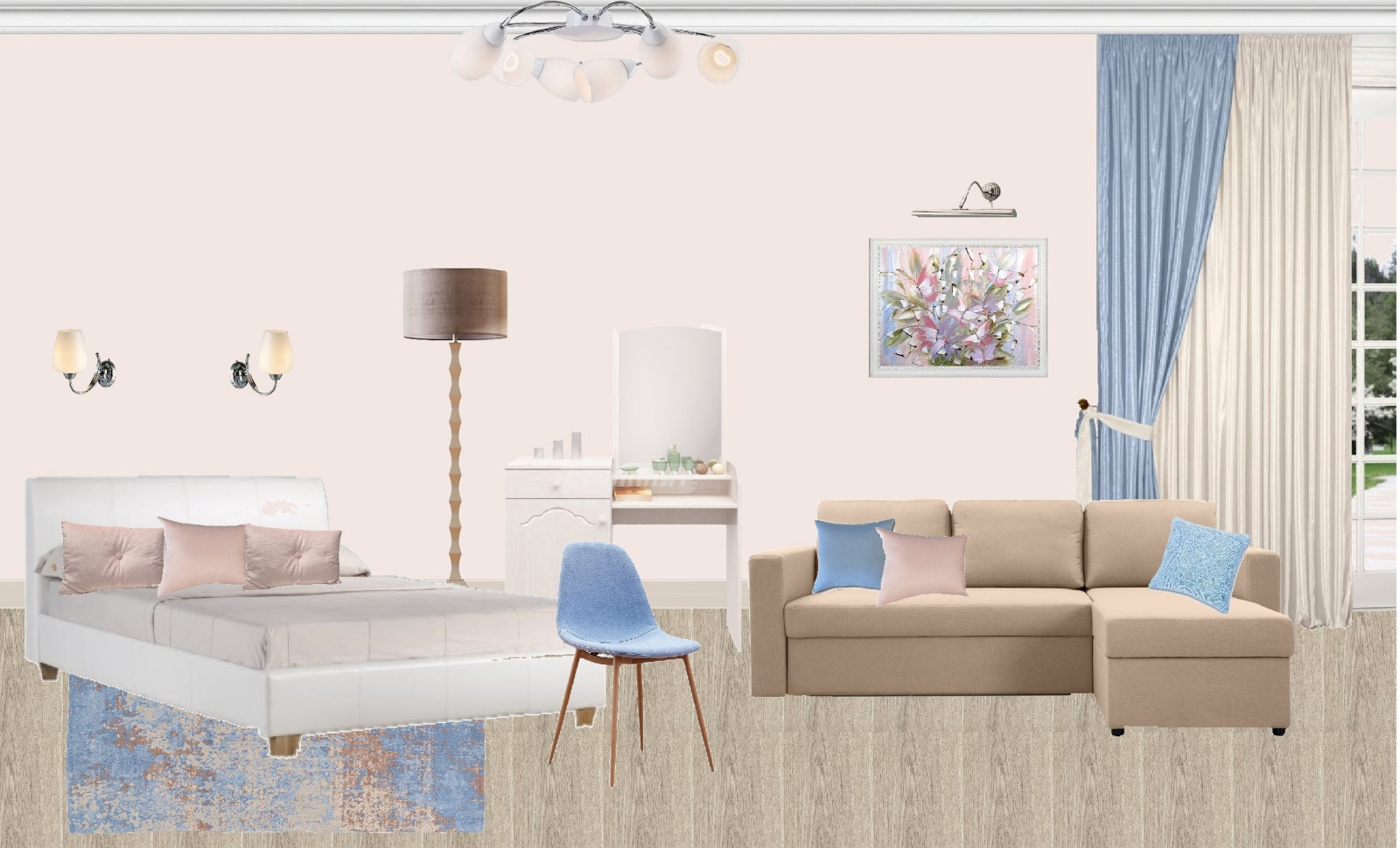 Спальня-гостиная 16 кв. метров