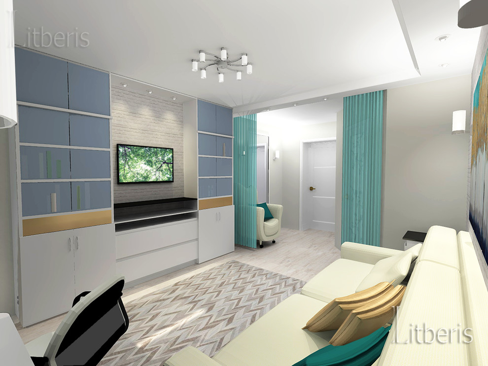 Современный светлый интерьер квартиры с элементами классики