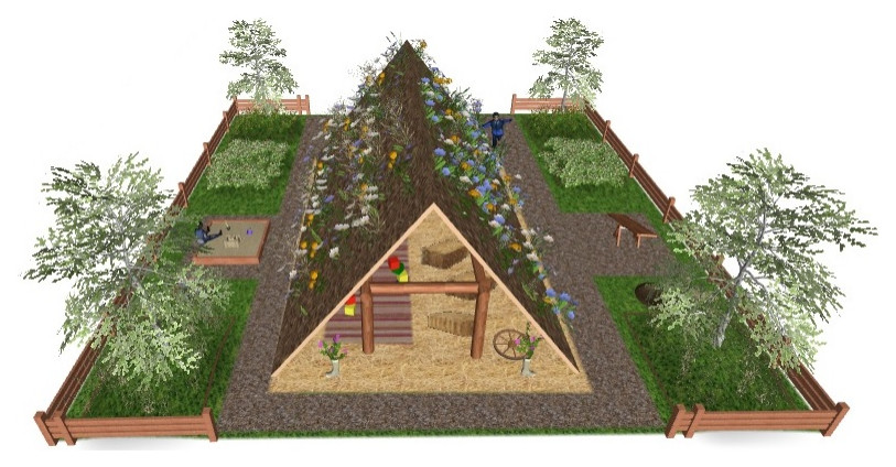 "Крыша русского дома". Проект зоны для детских игр