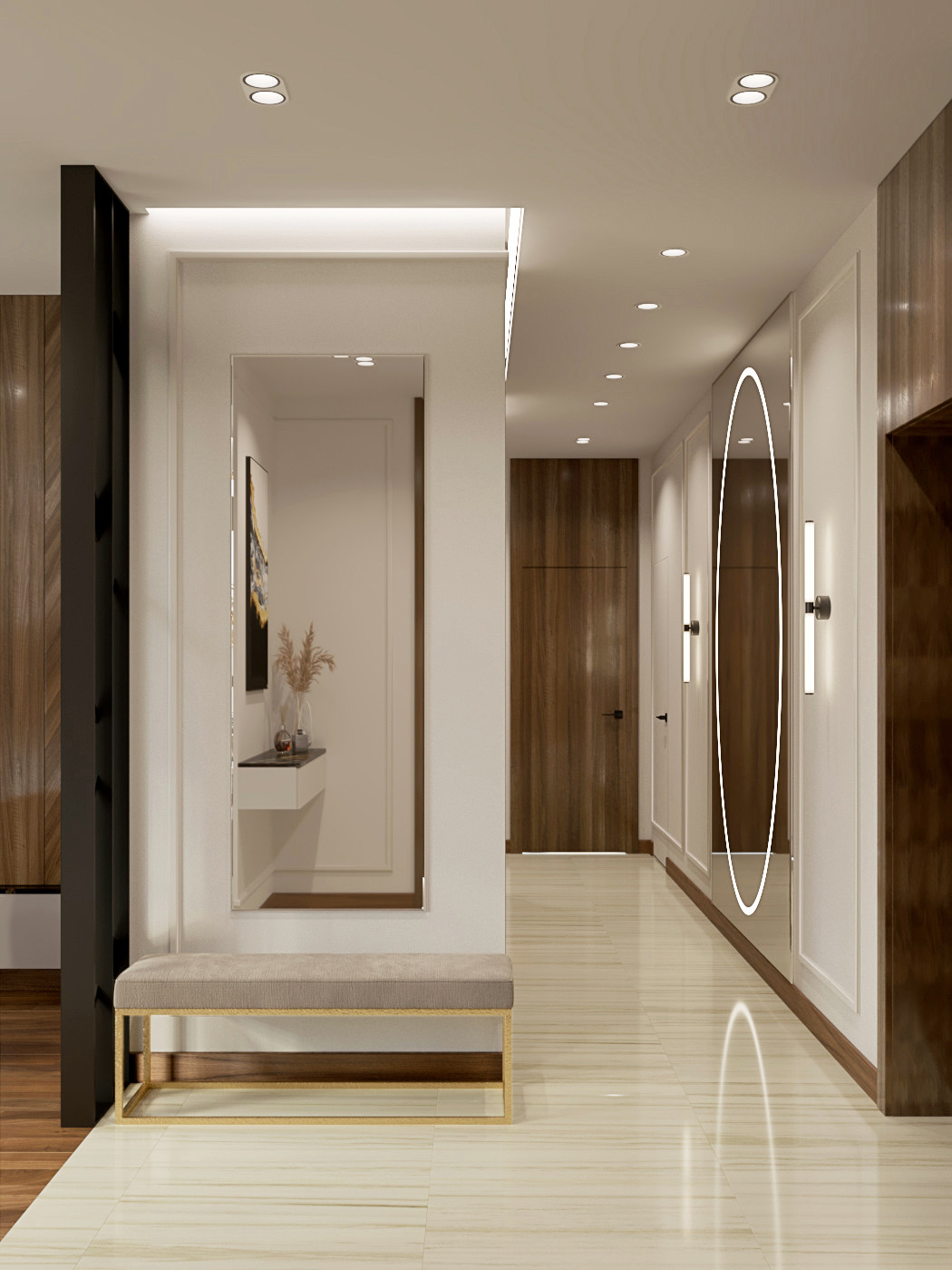 Современная городская квартира с панорамным остеклением в стиле ар-деко