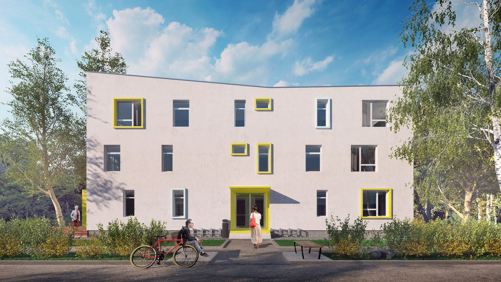 Малобюджетный трехэтажный многоквартирный дом