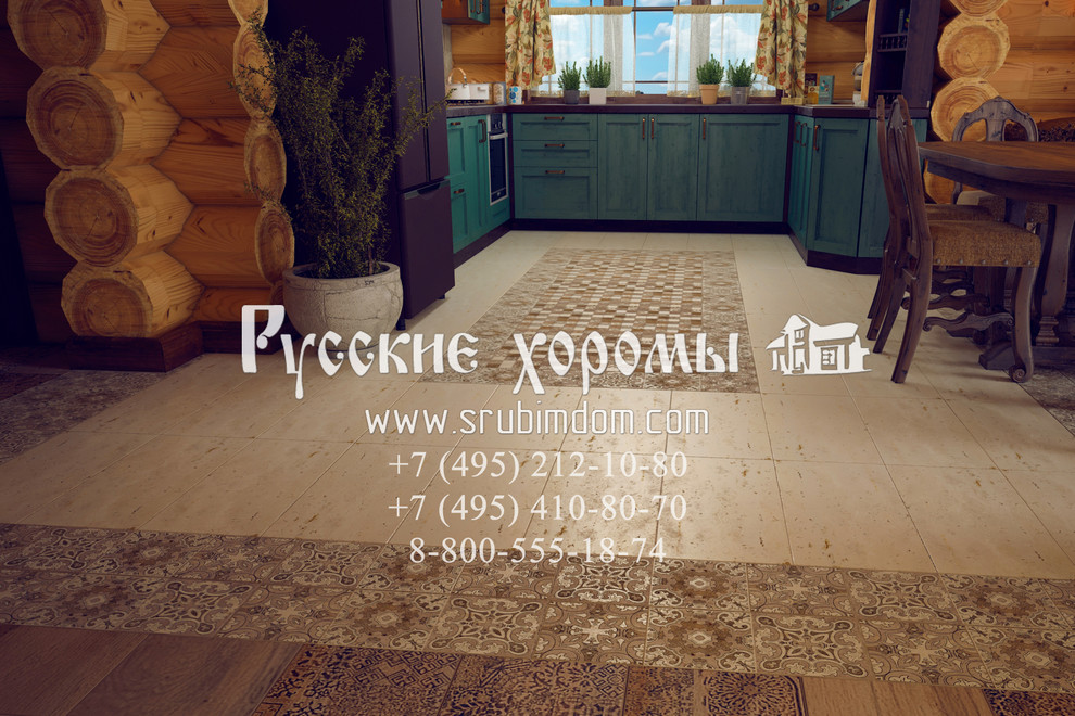 Интерьер кухни в рубленном доме