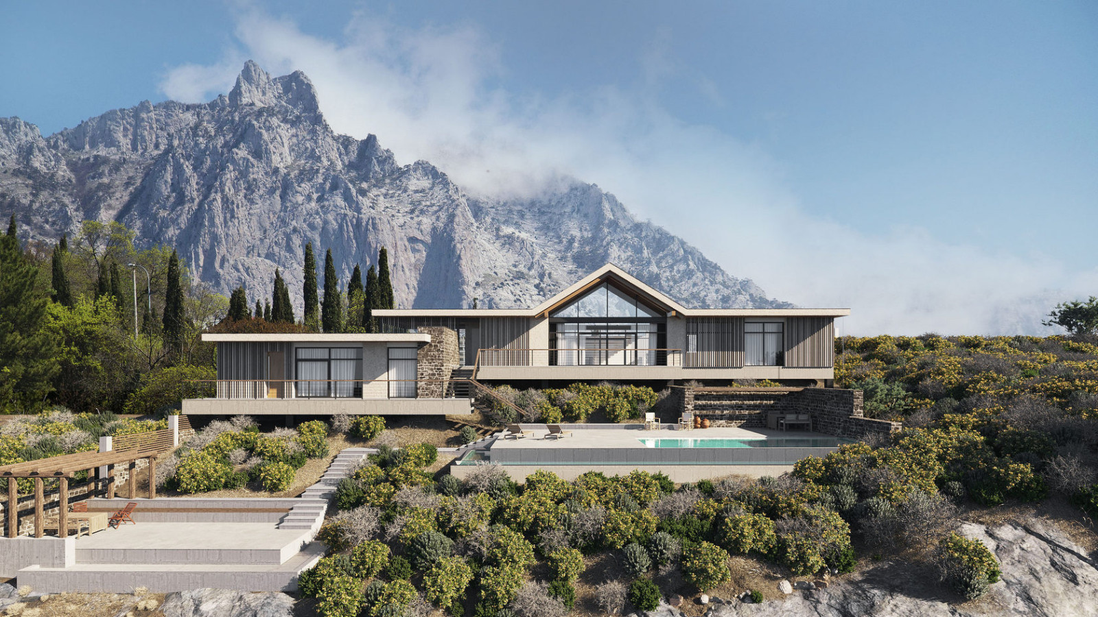 Дом среди гор на склоне в Ялте