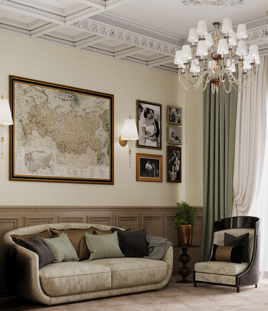 Кабинет  в доме в классическом стиле.