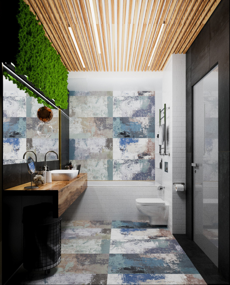 Обложка проекта: Интерьер санузла с зеленой стеной