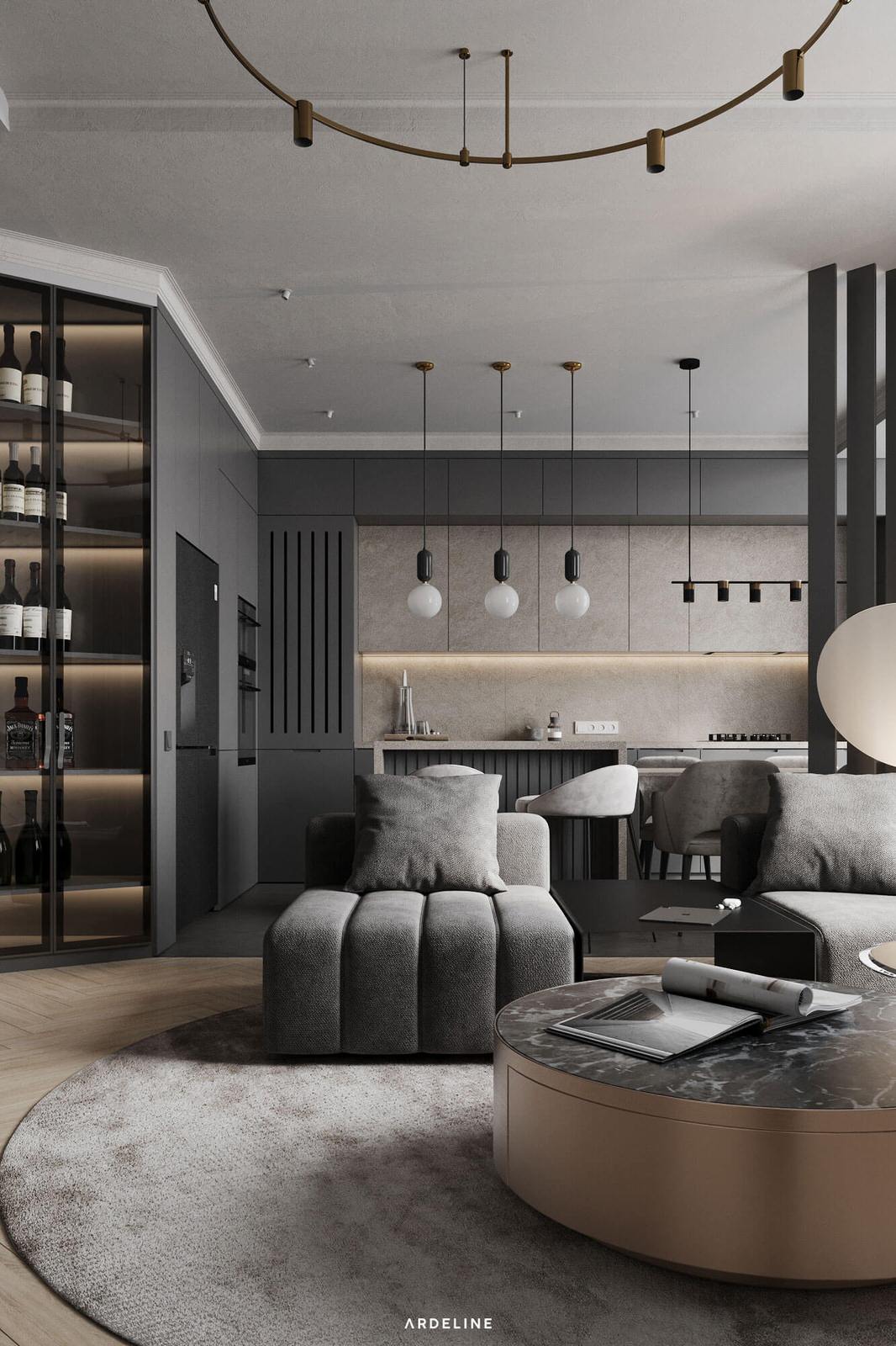 Дизайн квартиры в минималистичных серых тонах