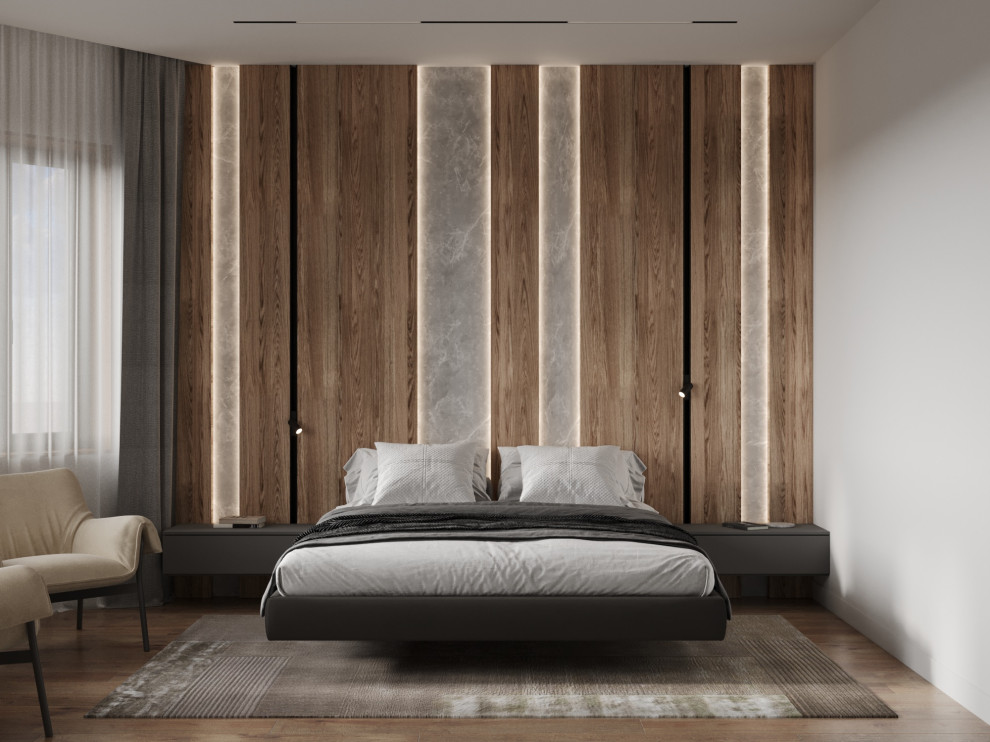 Дизайн спальни, с парящей кроватью