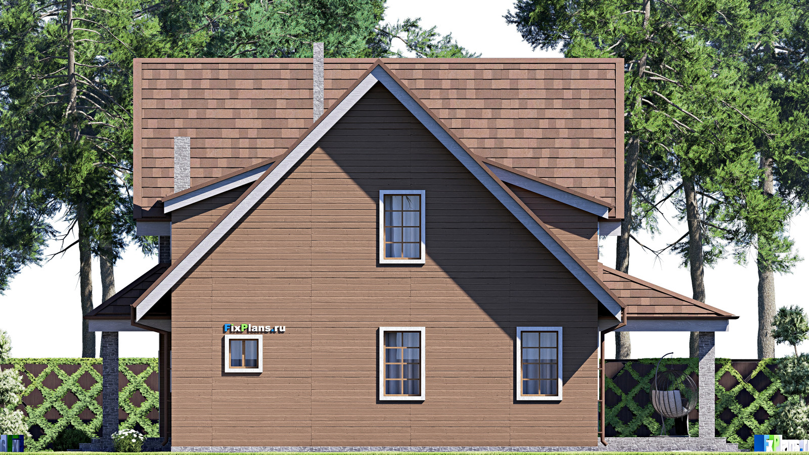 Проект дома с мансардой 12х15 м S201м2 F-17108