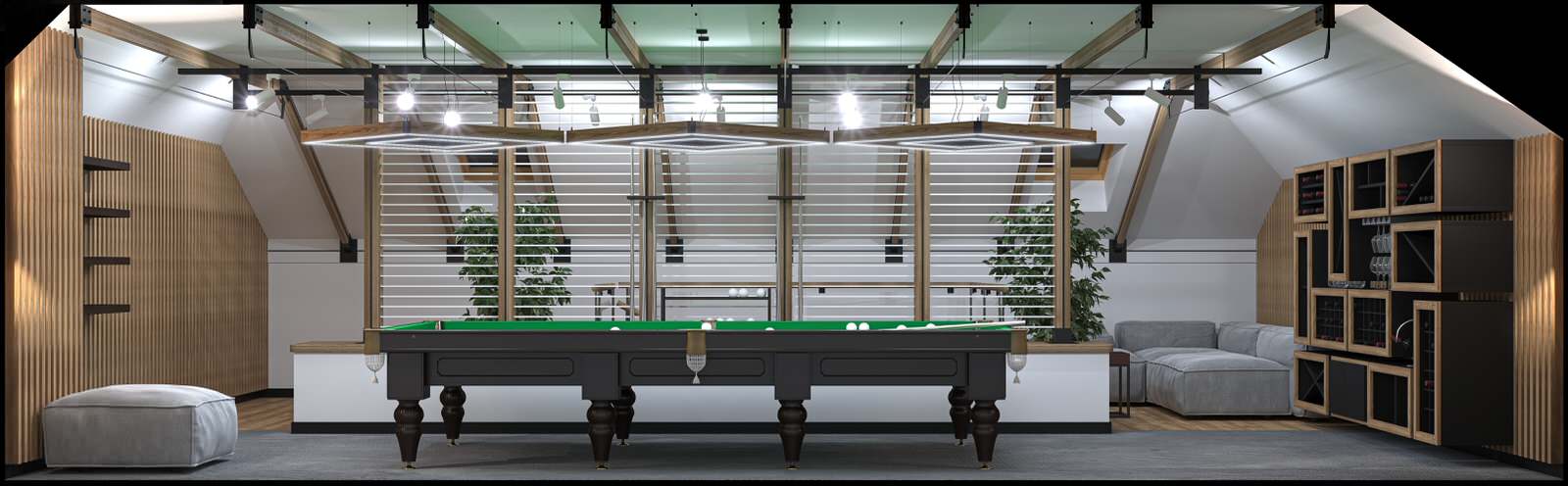 Обложка проекта: Интерьер бильярдной комнаты в жилом доме. Пос. Казанская Усадьба. Казань