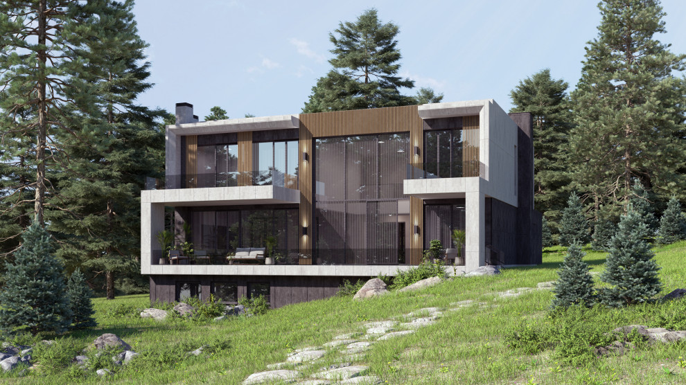 Обложка проекта: Проект загородной вилы на склоне|752 м2|Московская обл.