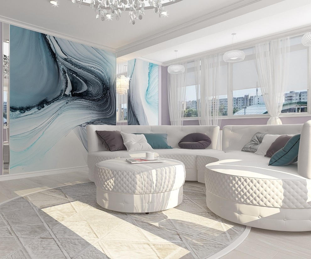 Гостиная в пастельных красках для милой девушки