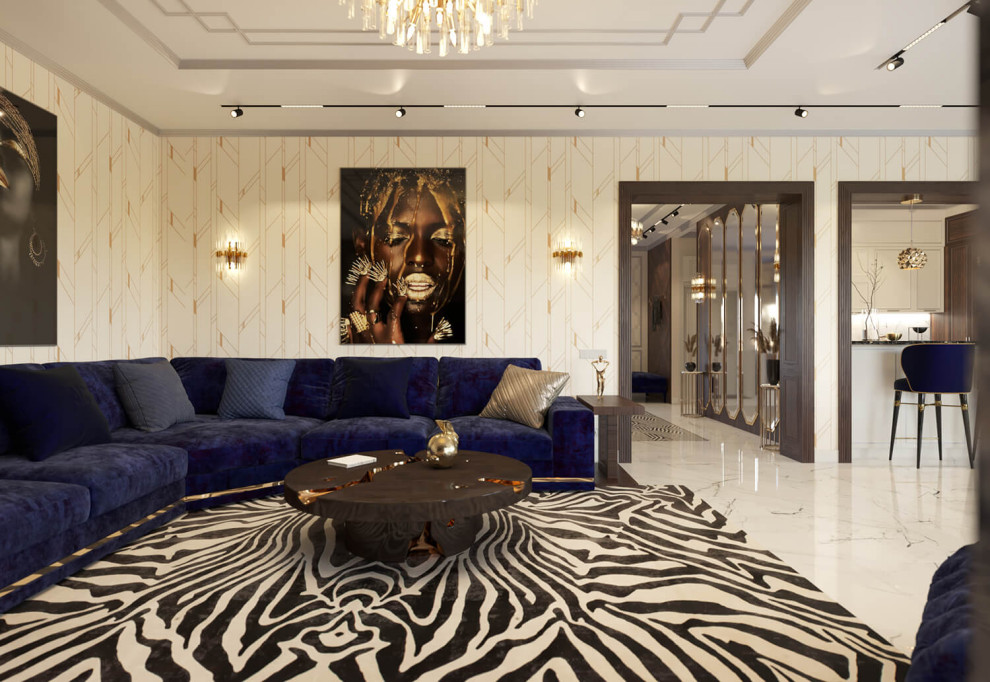 Дизайн интерьера одноэтажного жилого дома в стиле арт-деко