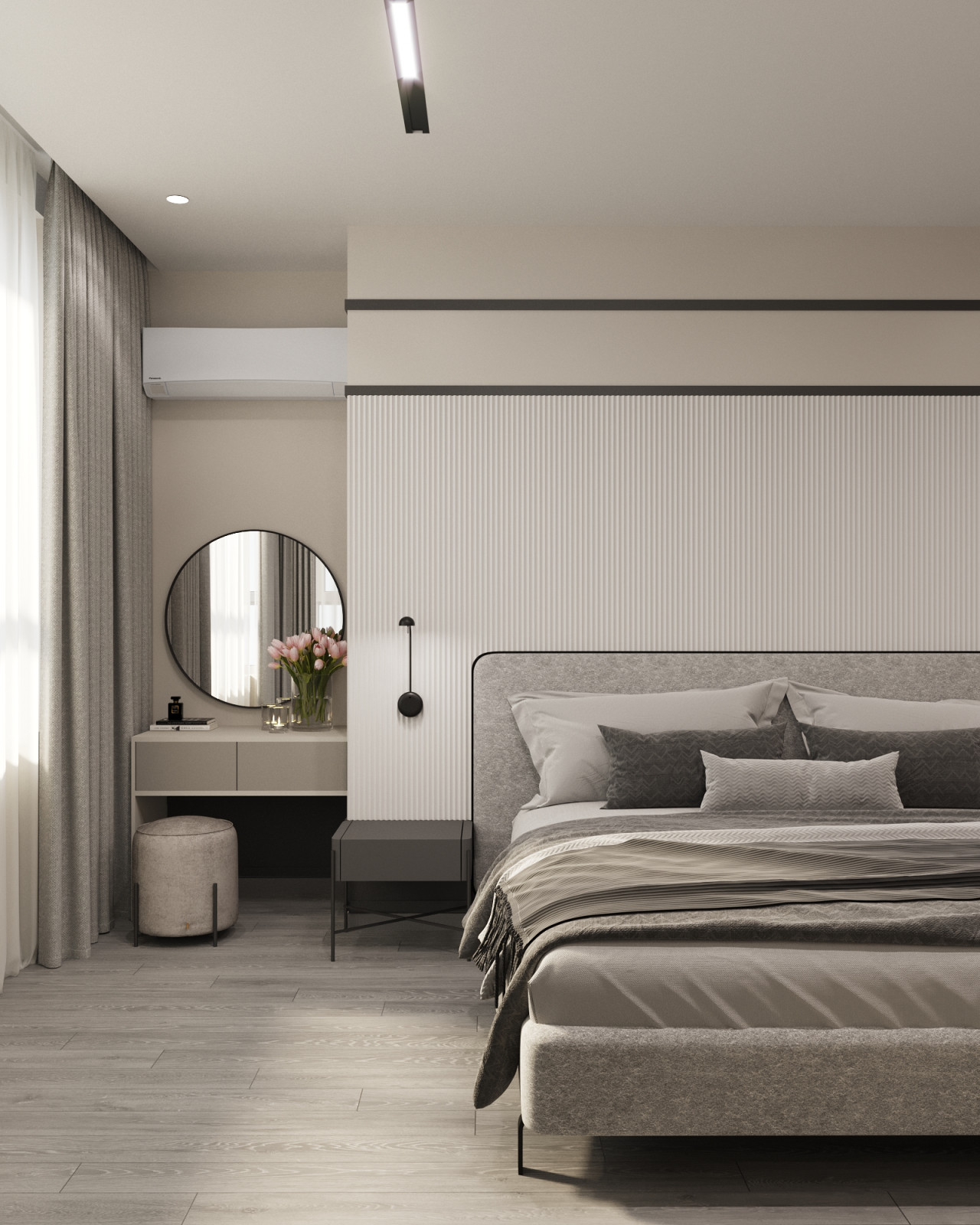 Современная  квартира в серо-белый тонах