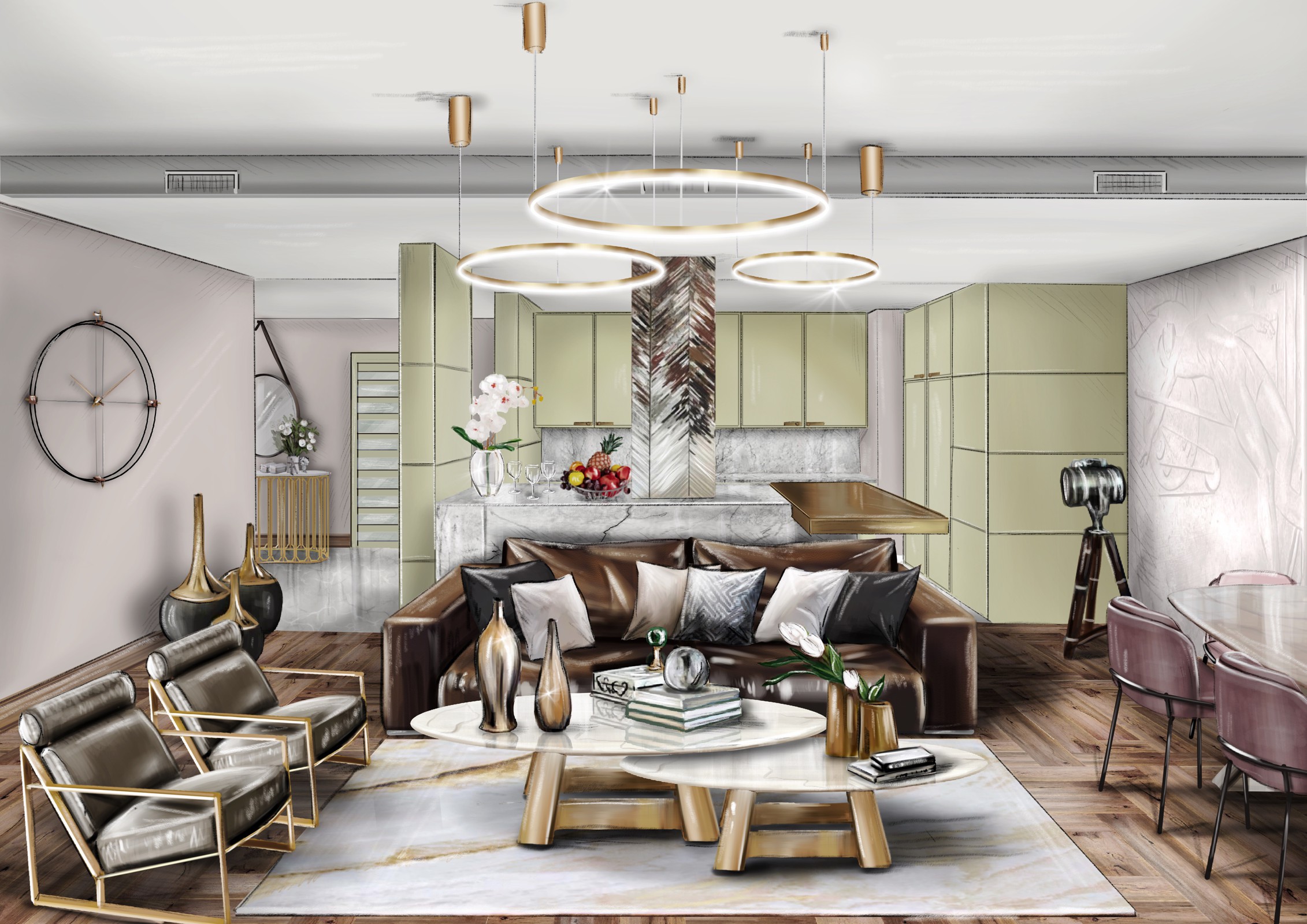 Дизайн решение гостиной-кухни