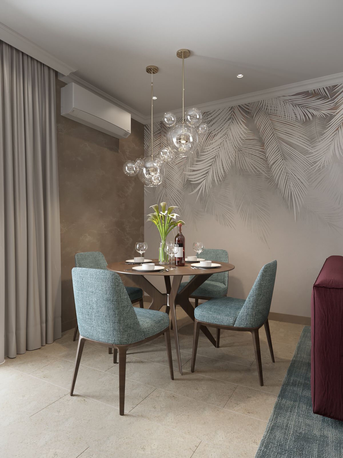 4-к квартира 105 м² в бардовых цветах