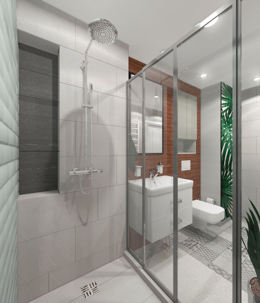 Санузел с флористическим принтом