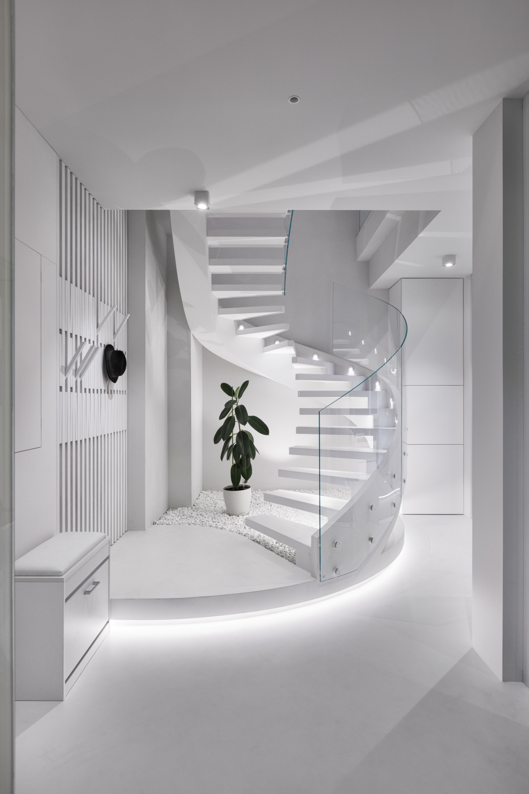 Stylish monochromatic white penthouse