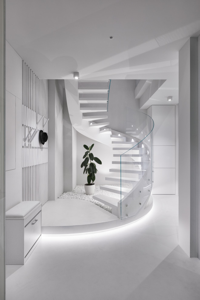 Stylish monochromatic white penthouse