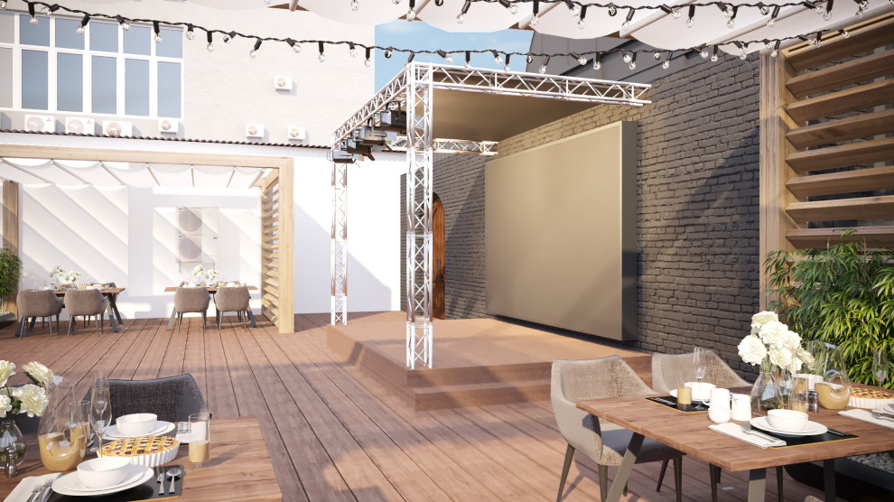 Благоустройство летней террасы бара.