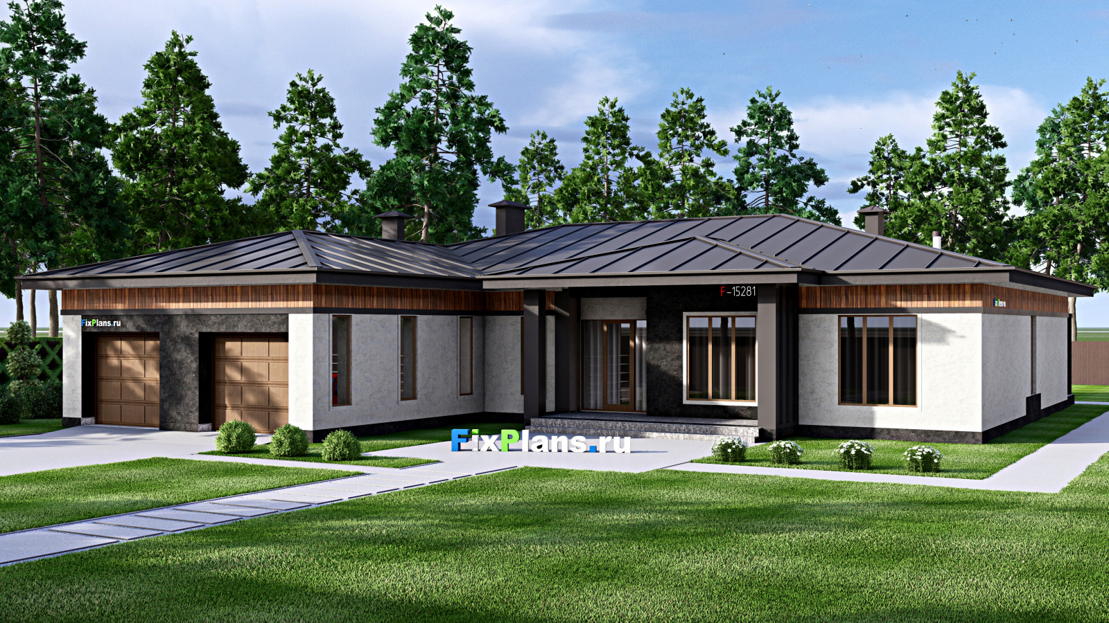 Проект одноэтажного дома 25х23м S393м2 F-15281