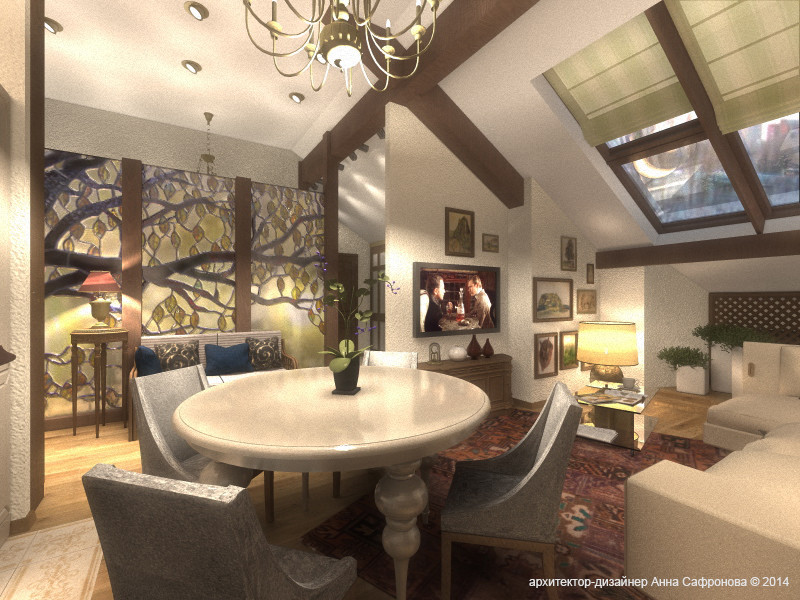Интерьер квартиры на мансардном этаже
