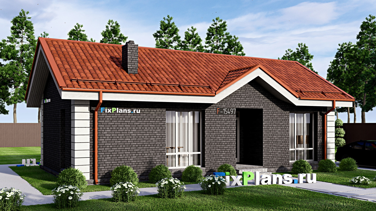 Проект одноэтажного дома 13х7м S58м2 F-15497