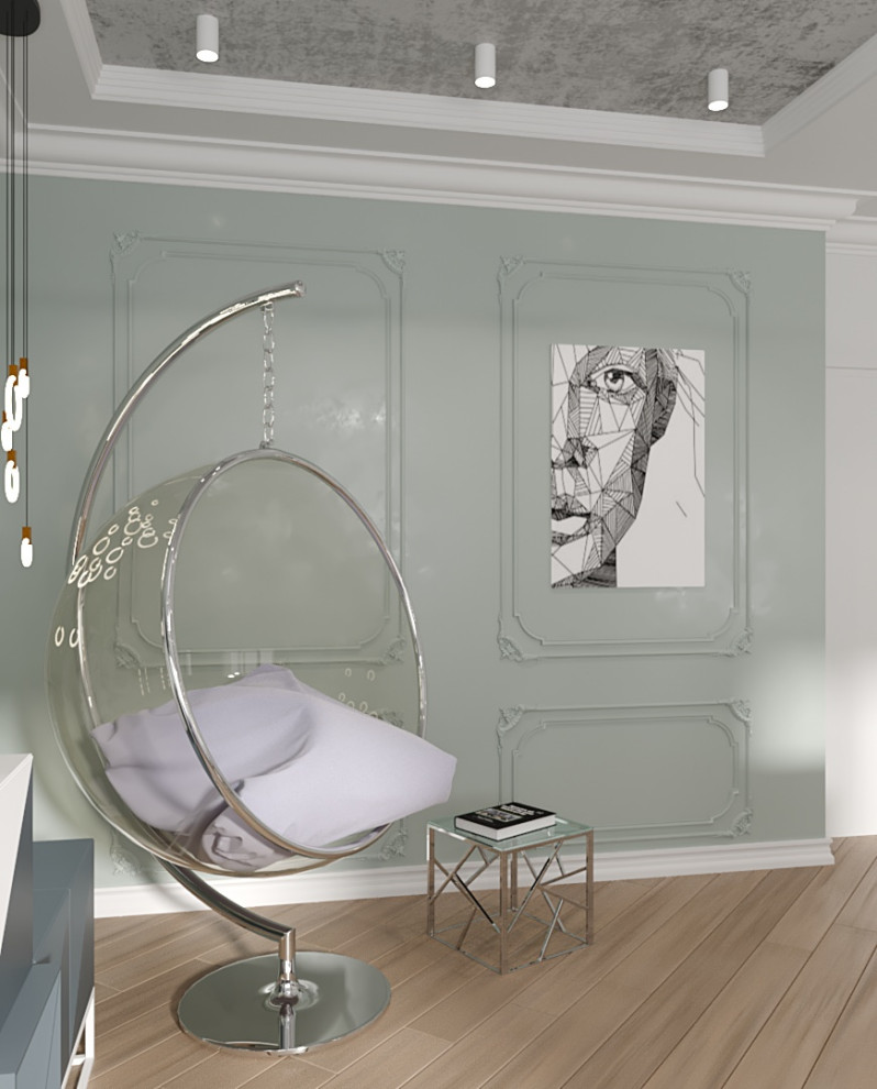 Кухня гостиная в нежных цветах