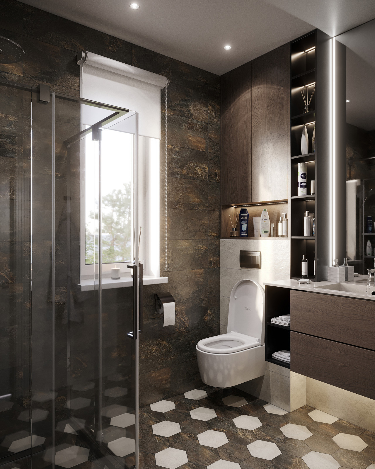 Дизайн и 3д-визуализация санузла в загородном доме