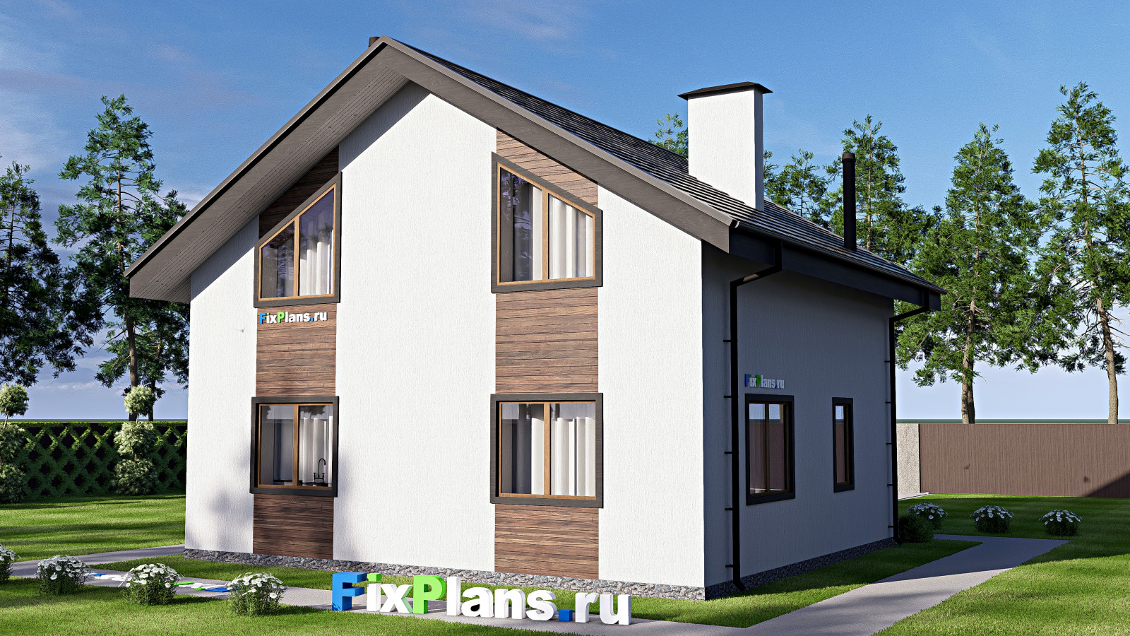 Проект дома с мансардой 10х10 м S128м2 F-18098