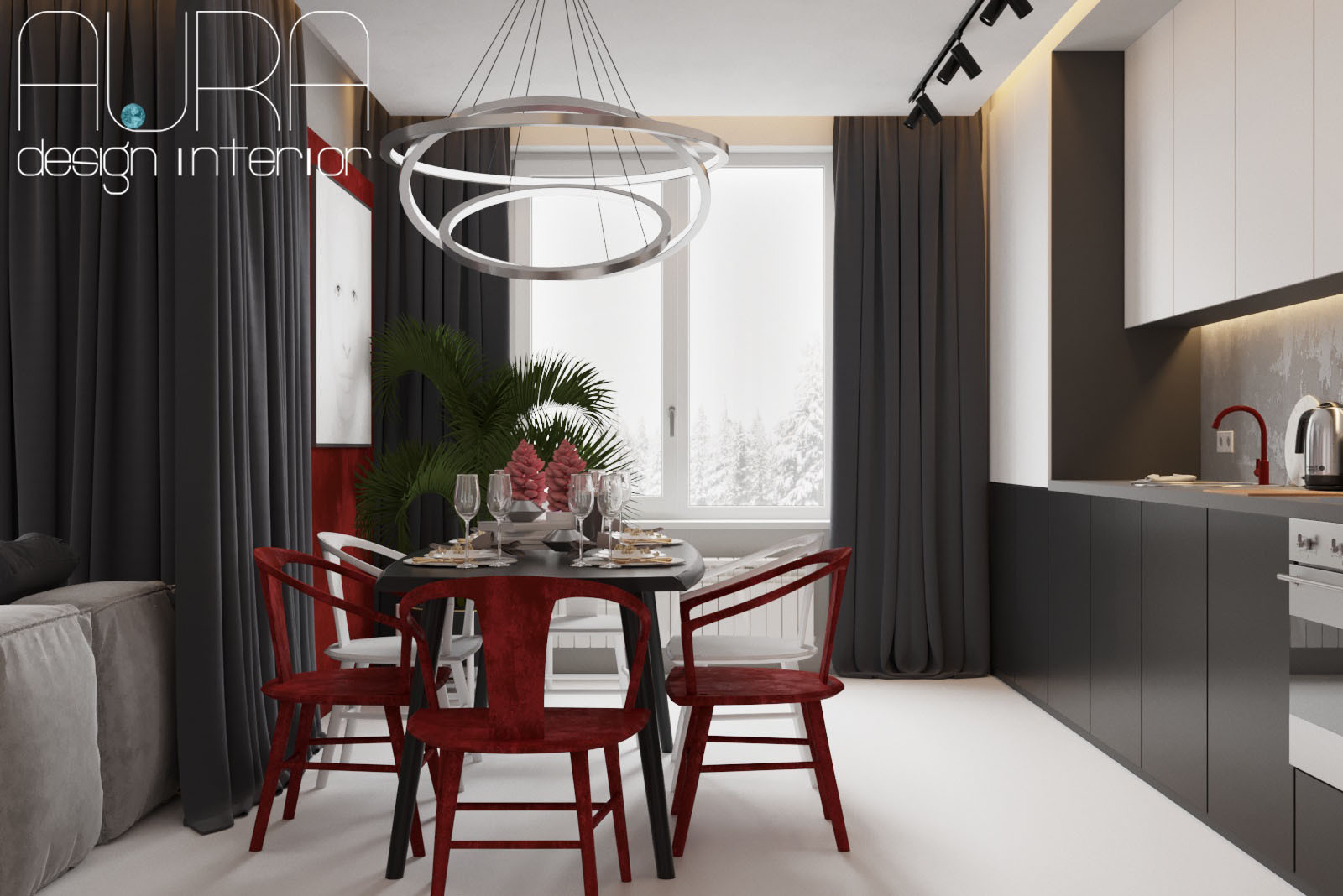 Дизайн гостиной и кухни