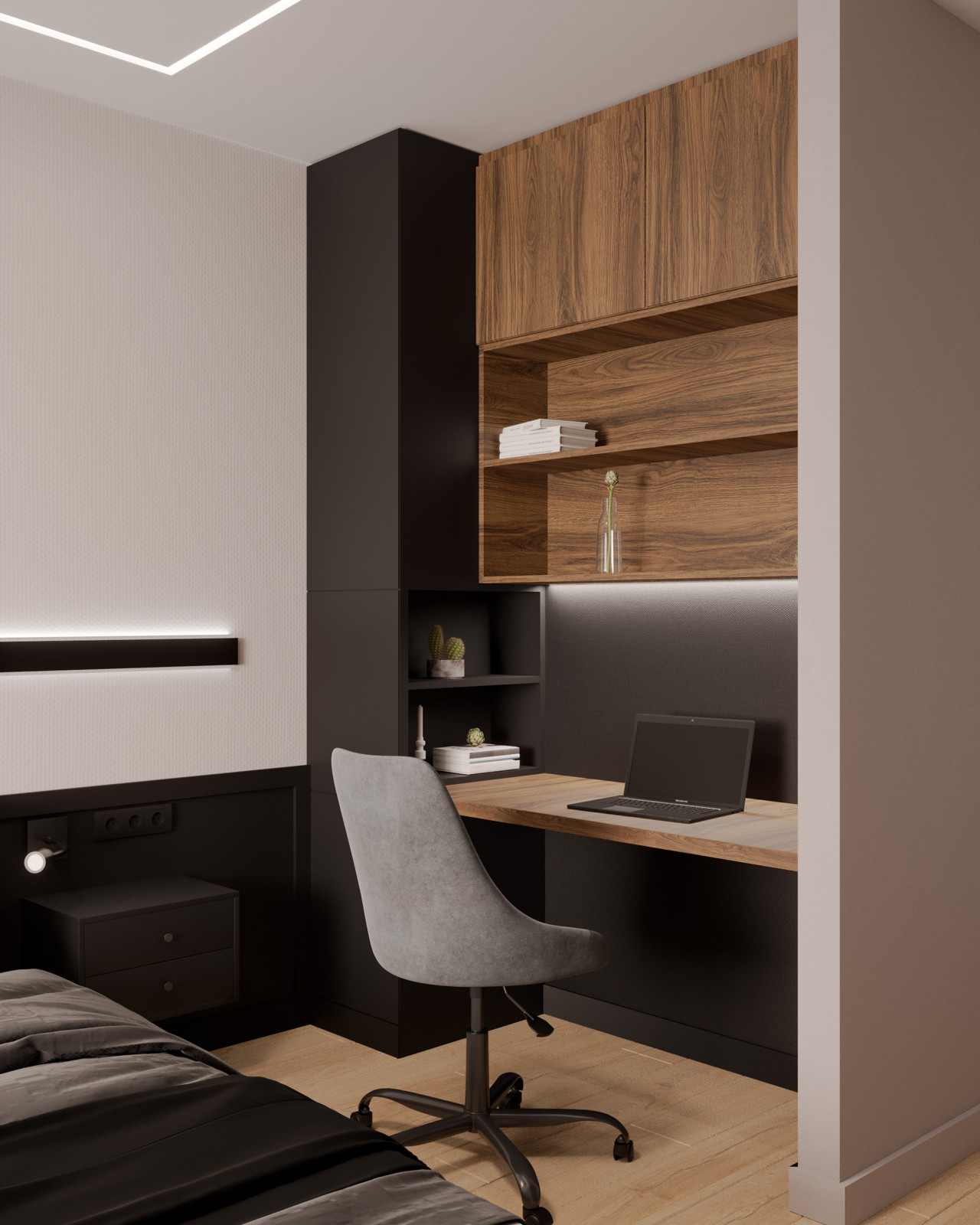 Евро однокомнатная квартира в монохромной гамме  в ЖК Московские кварталы