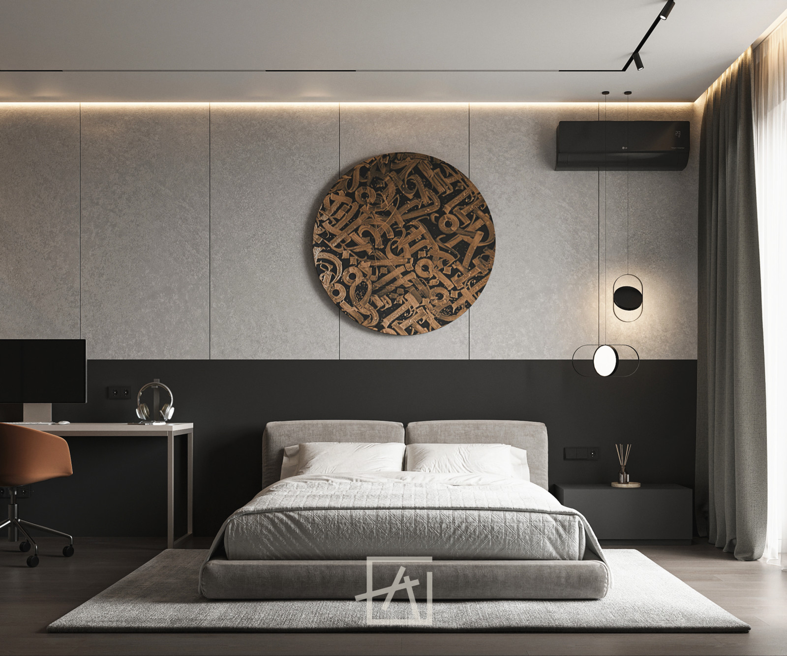 Обложка проекта: Спальня в стиле лофт 20 м²