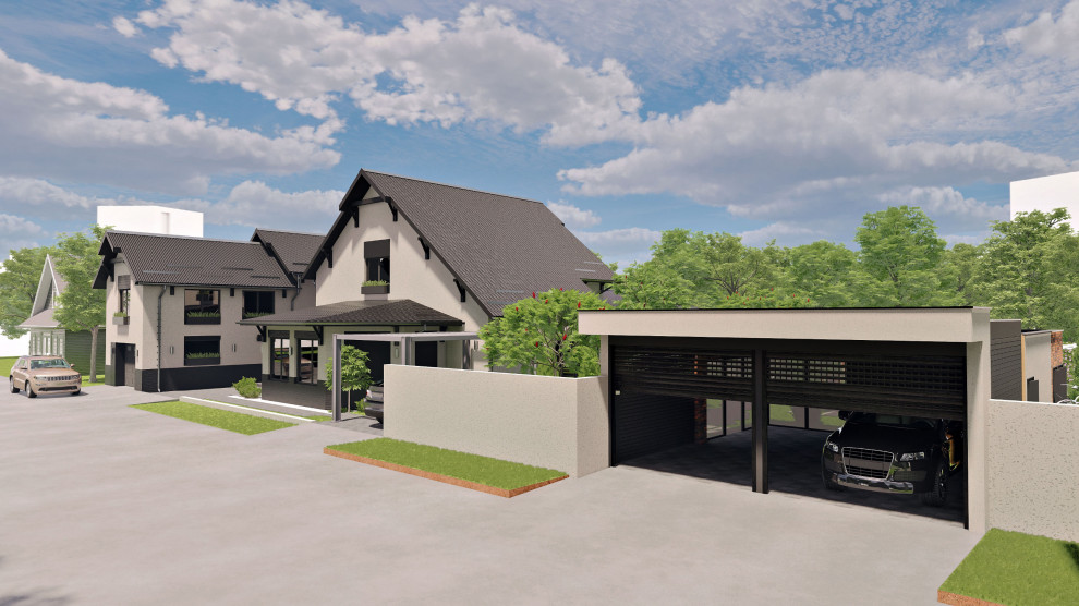 Фасад и ландшафт дачного домика