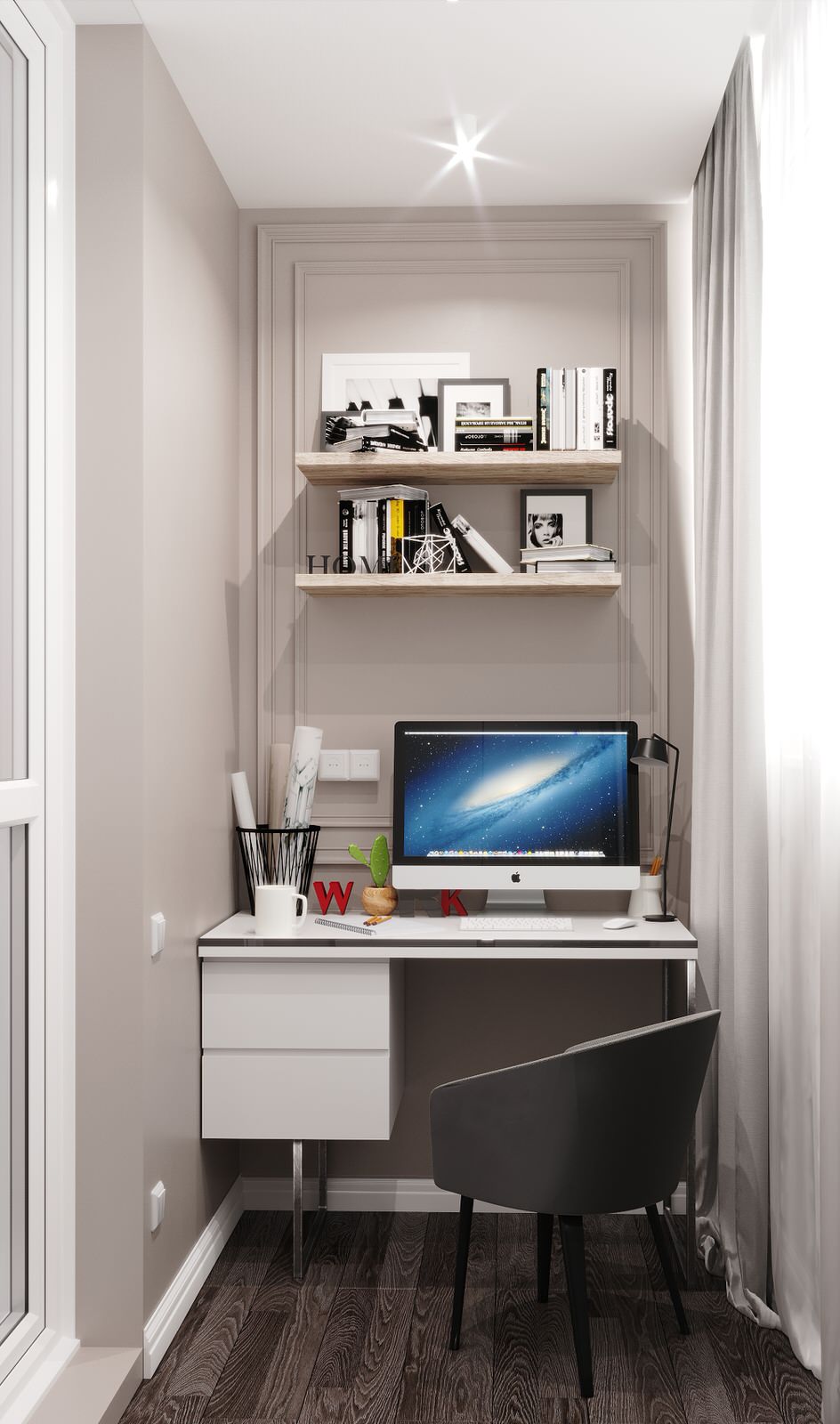 Обложка проекта: Кабинет на лоджии, 4 кв.м., ЖК Вершина