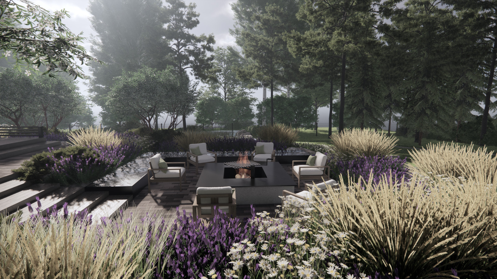 Зона отдыха с очагом