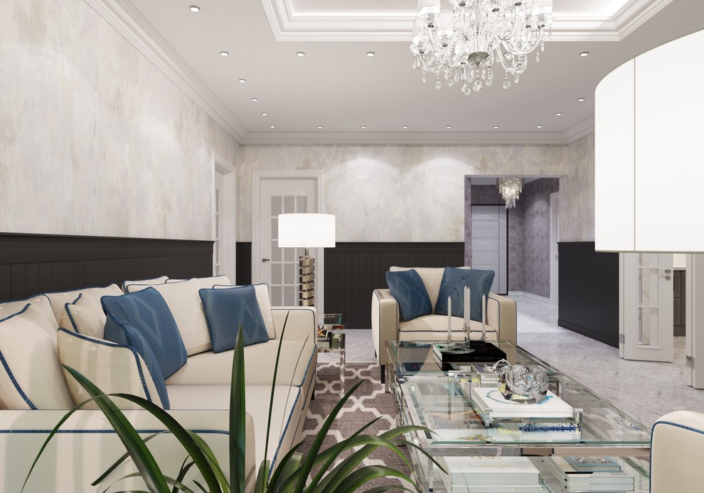 Проект совмещеной гостиной с кухней