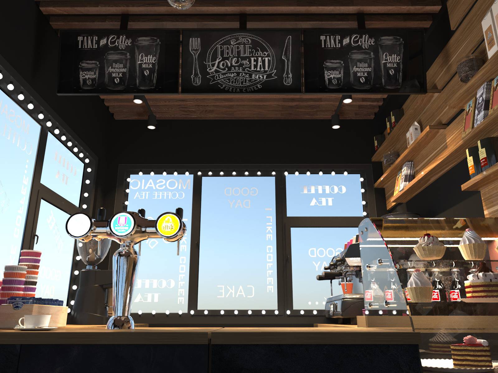 Эскизный проект торгового кофейного модуля в городской среде