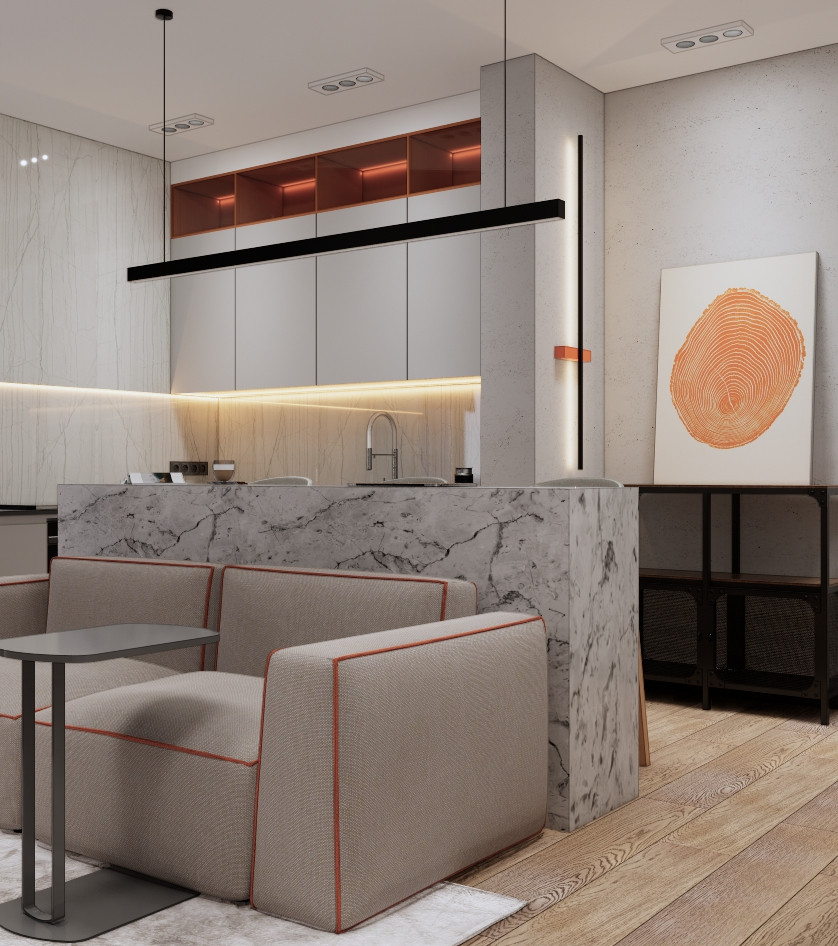 Визуализации Кухни-Гостиной в ЖК Magnifika