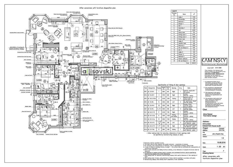 Проект рабочей документации (чертежей) для квартиры в Лондоне