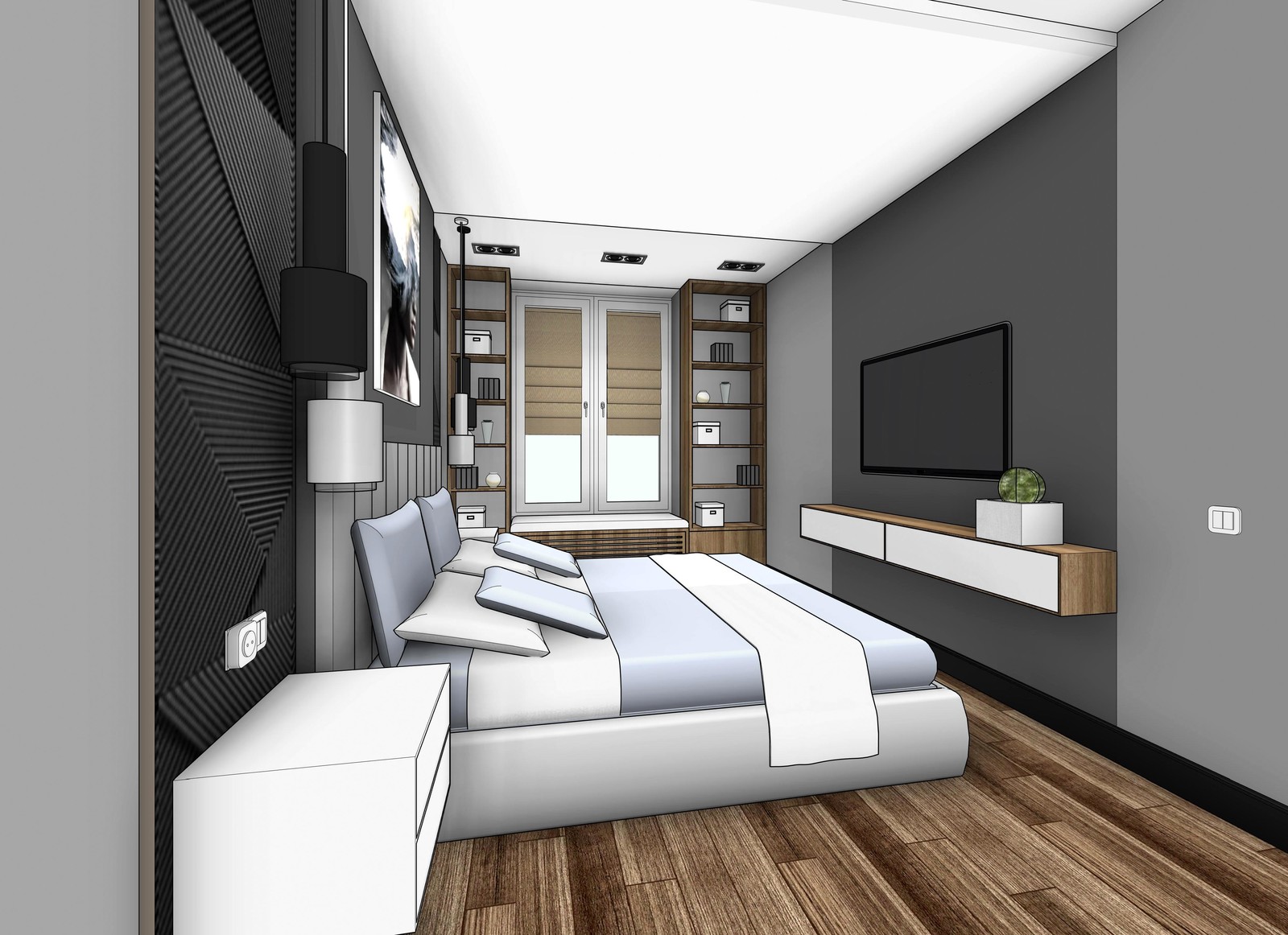 Квартира в новостройке для молодой семьи (графичная подача проекта)