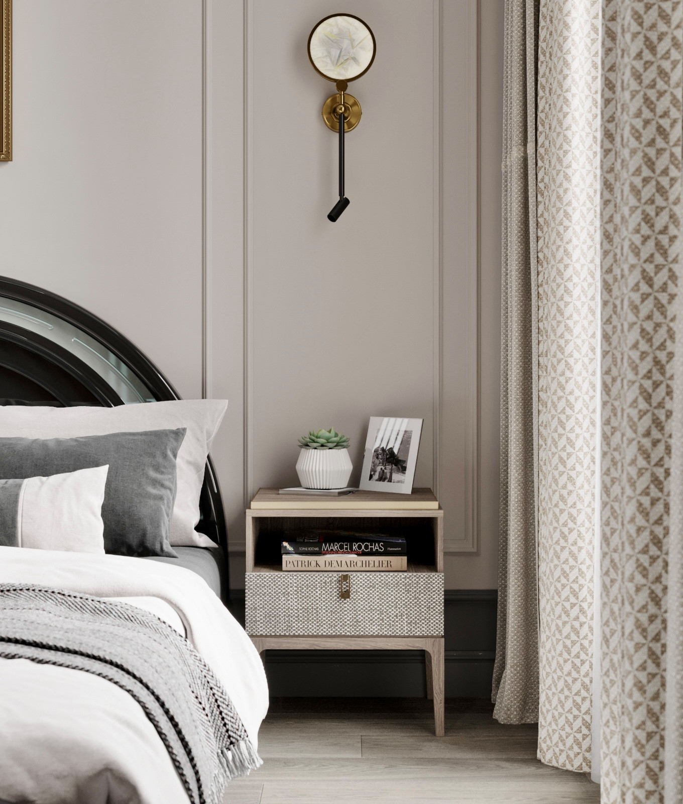 Элегантный интерьер в серо-зеленых оттенках