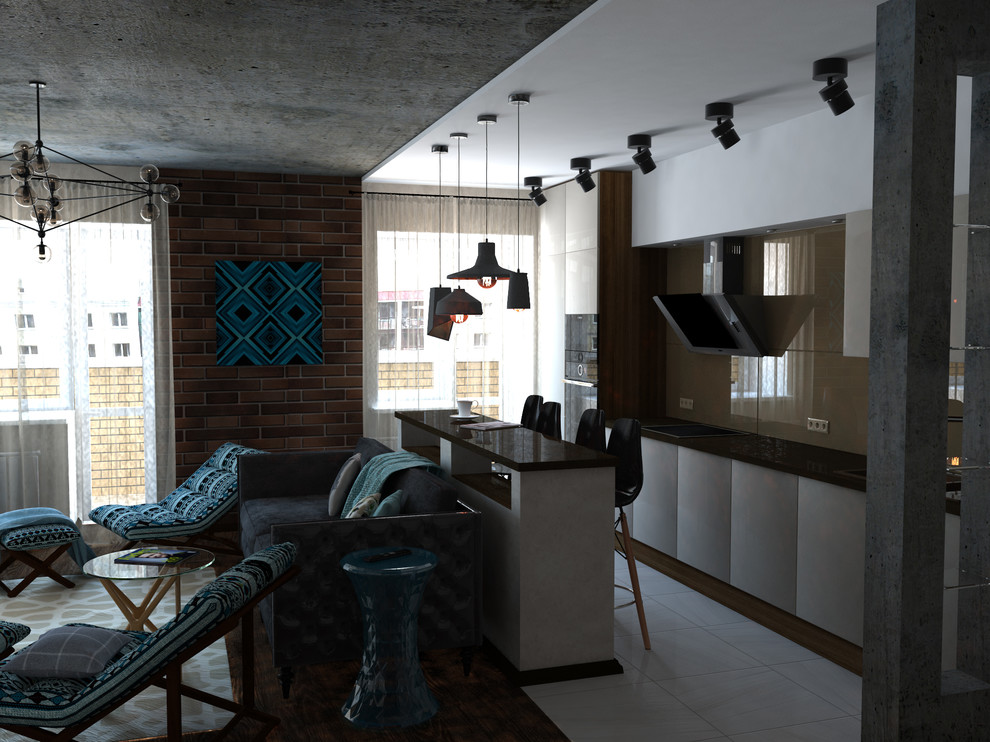 Обложка проекта: Мужской интерьер квартиры-студии. Лофт