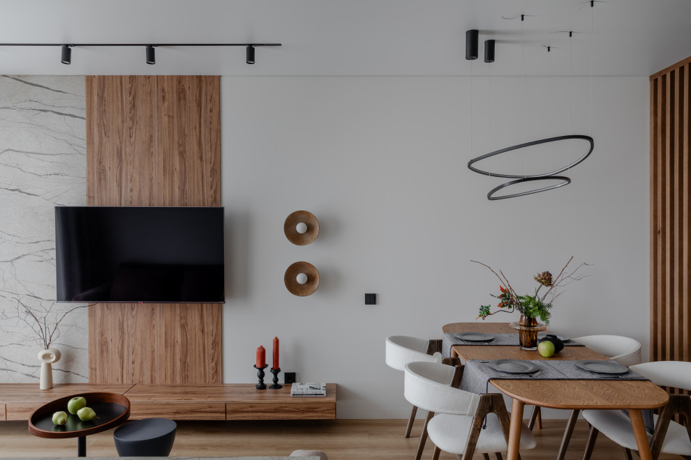 Фото. Теплый минимализм с мрамором и деревом, 62 кв.м.