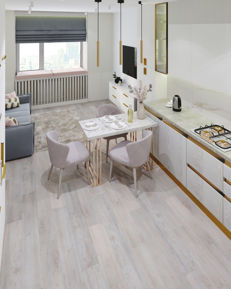 Проект "Белее белого" гостиная кухня