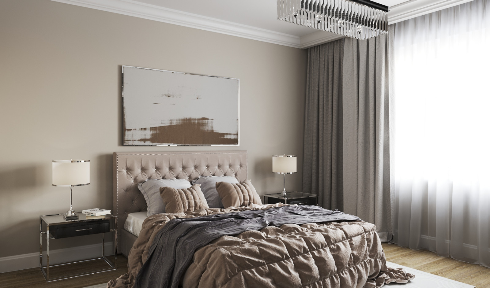 Спальня в бежевых тонах