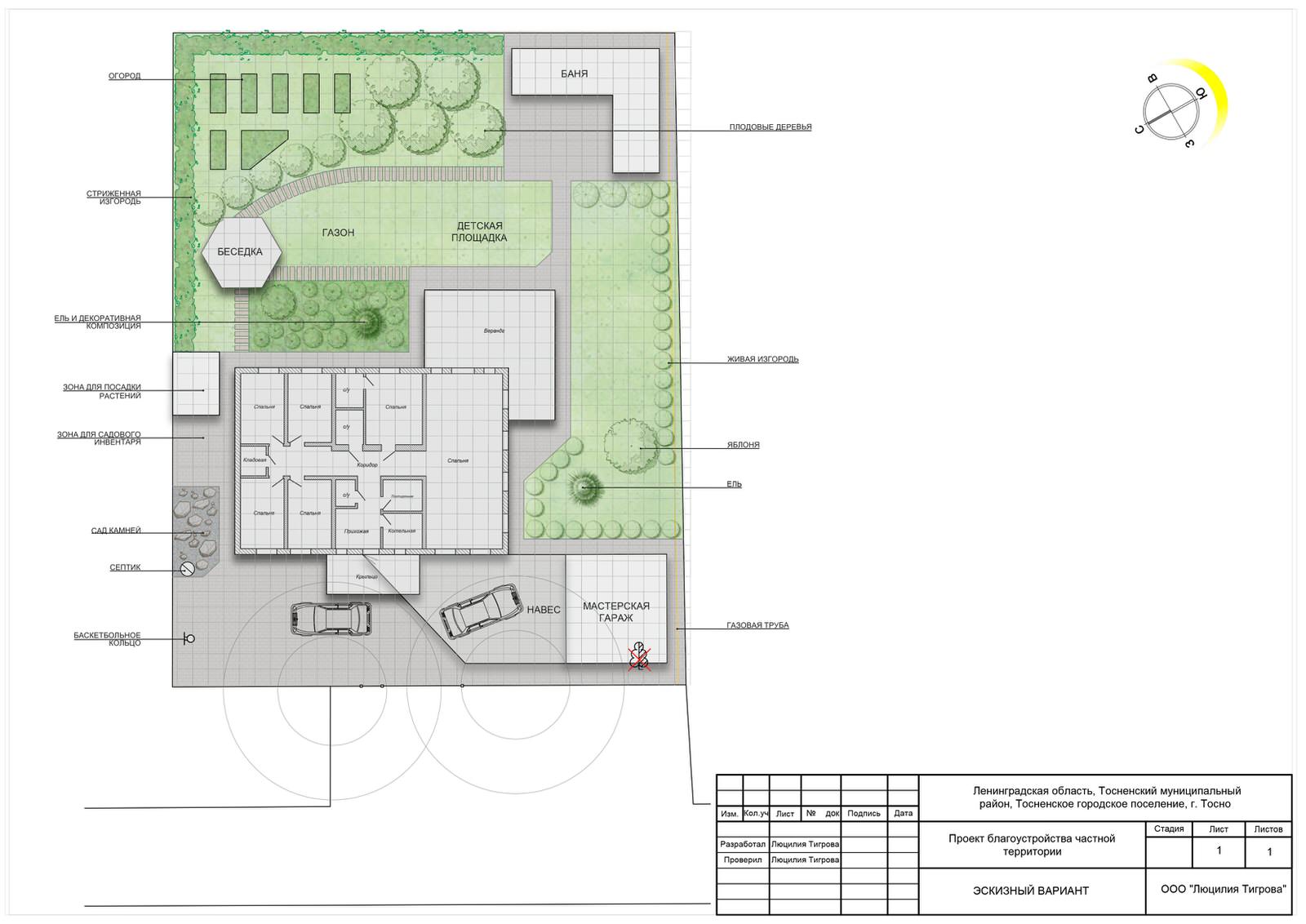 Обложка проекта: Проект комфортного участка большой семье  с минимальным уходом