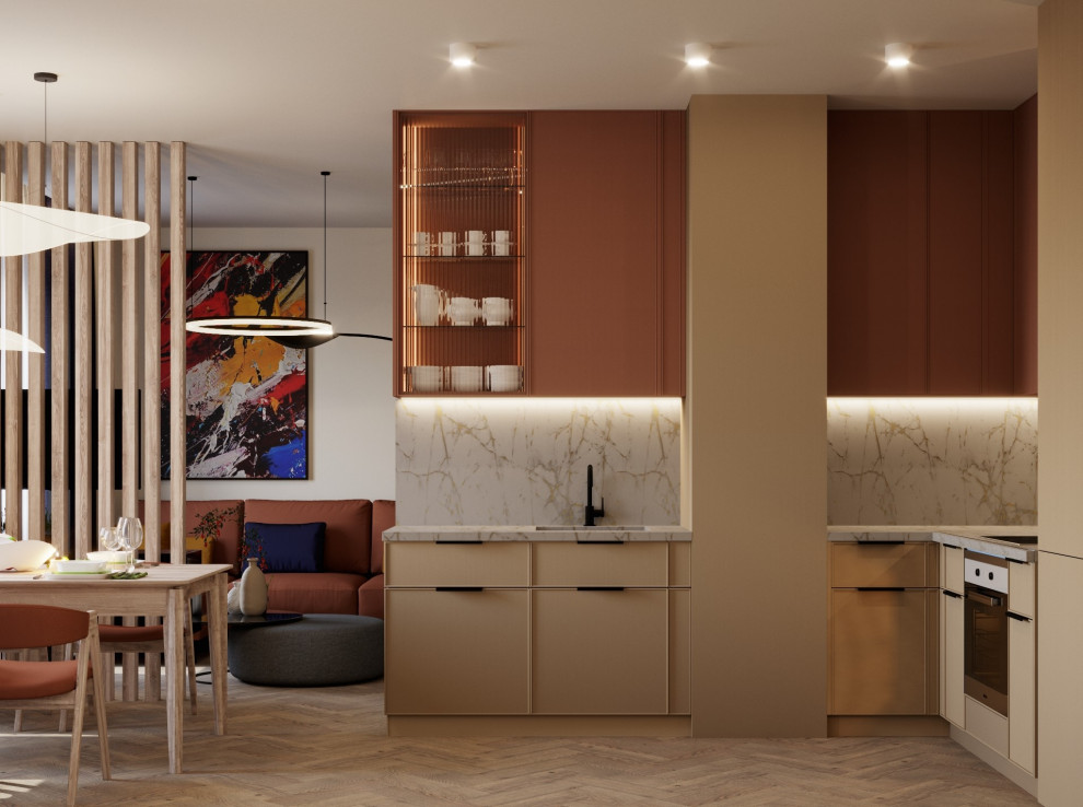 Обложка проекта: Проект кухни-гостиной для большой семьи